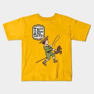 I miss the good old days! Wood stick hobby horse! Kids T-Shirt